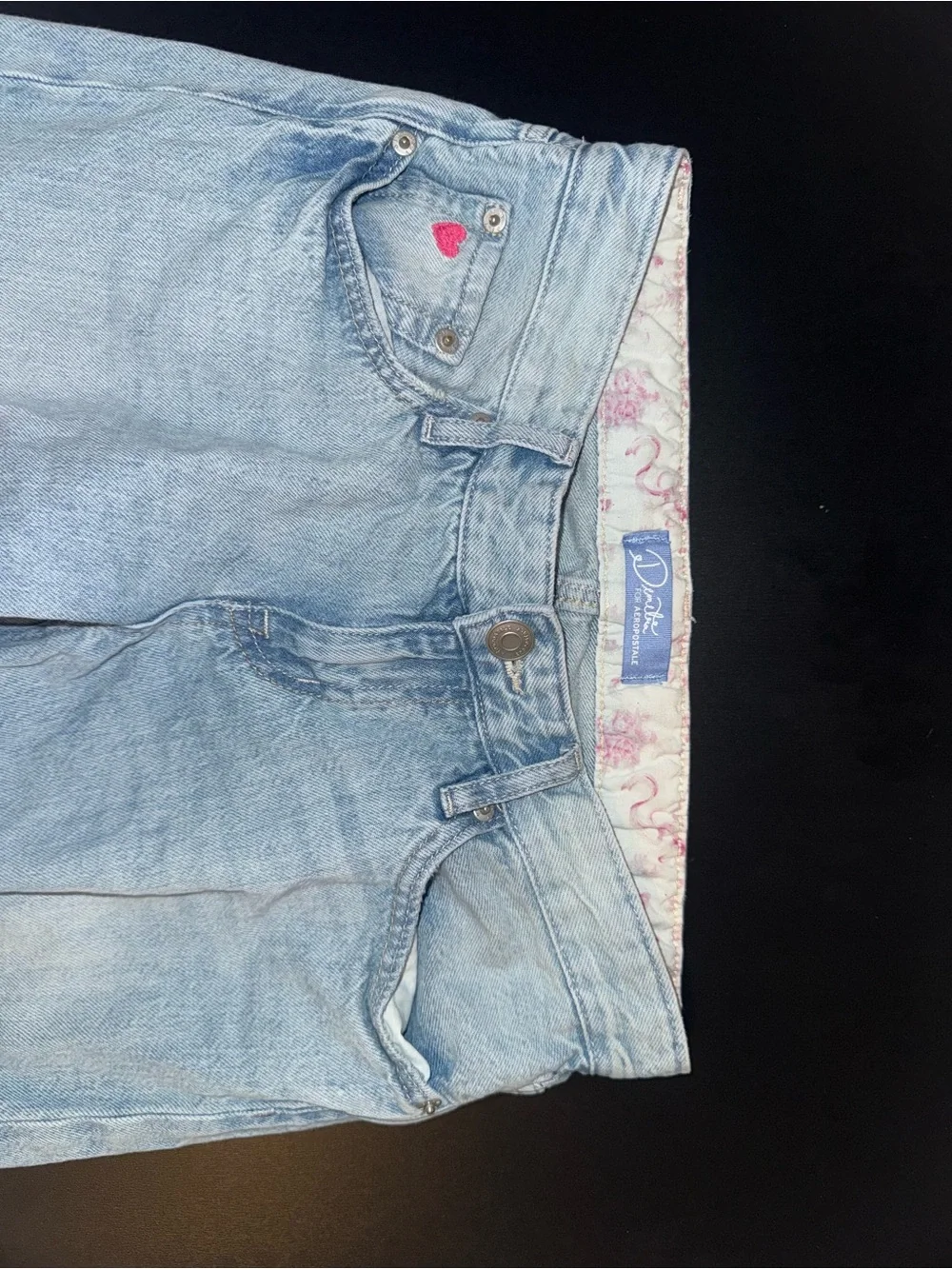 Aeropostale Light Blue Wide Leg Jeans with Heart Accent